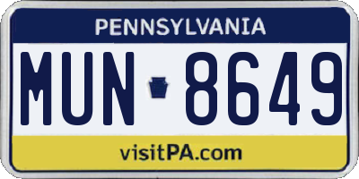 PA license plate MUN8649