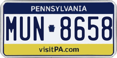 PA license plate MUN8658
