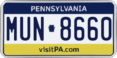 PA license plate MUN8660