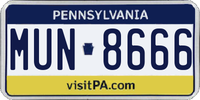 PA license plate MUN8666