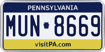 PA license plate MUN8669