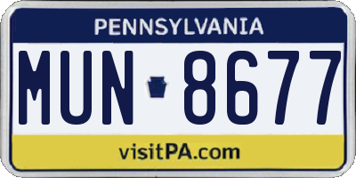 PA license plate MUN8677