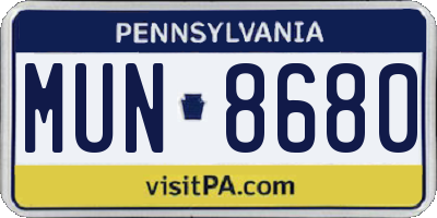 PA license plate MUN8680