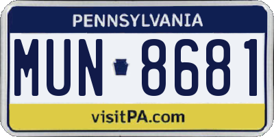 PA license plate MUN8681