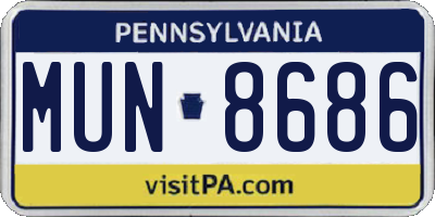 PA license plate MUN8686