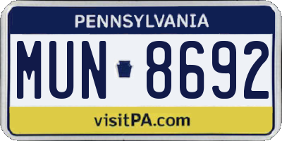 PA license plate MUN8692