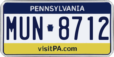 PA license plate MUN8712