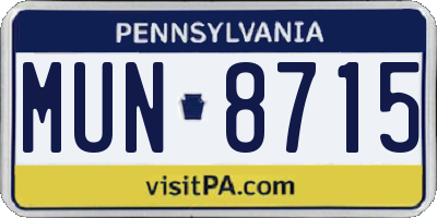 PA license plate MUN8715