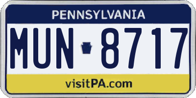 PA license plate MUN8717