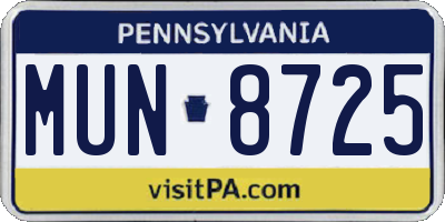 PA license plate MUN8725