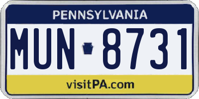 PA license plate MUN8731