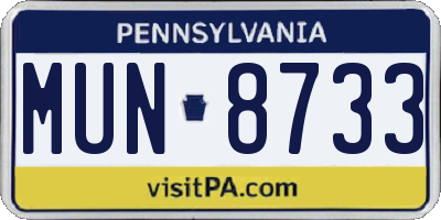 PA license plate MUN8733
