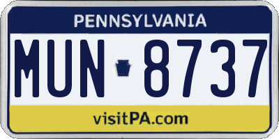 PA license plate MUN8737