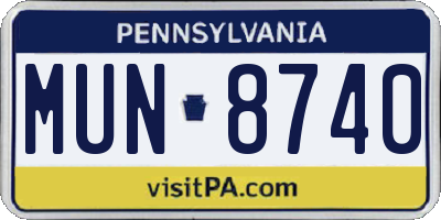PA license plate MUN8740