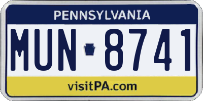 PA license plate MUN8741