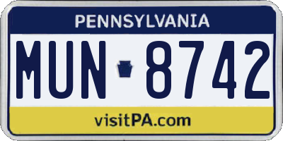 PA license plate MUN8742