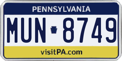 PA license plate MUN8749