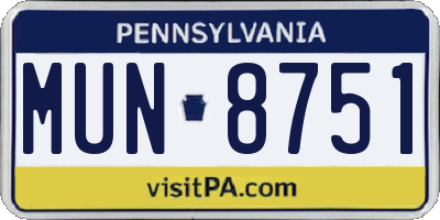 PA license plate MUN8751