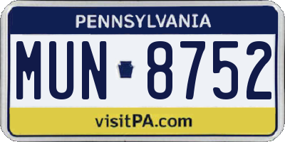 PA license plate MUN8752
