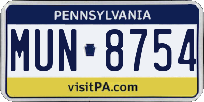 PA license plate MUN8754