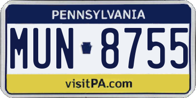 PA license plate MUN8755