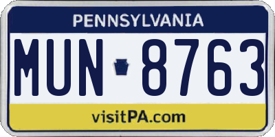 PA license plate MUN8763