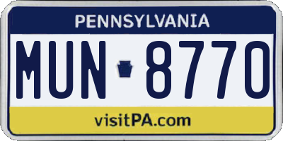 PA license plate MUN8770