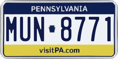 PA license plate MUN8771