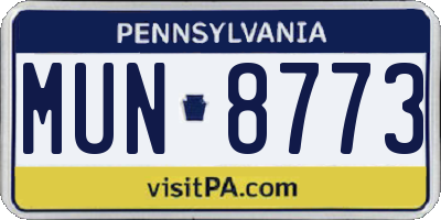 PA license plate MUN8773