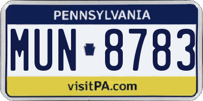 PA license plate MUN8783