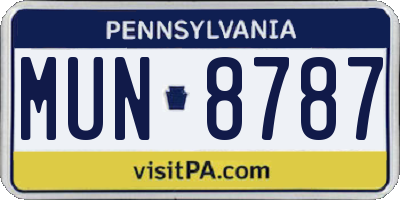 PA license plate MUN8787