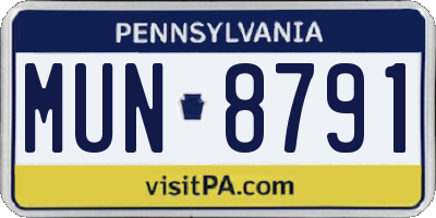 PA license plate MUN8791