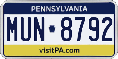 PA license plate MUN8792