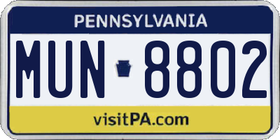 PA license plate MUN8802