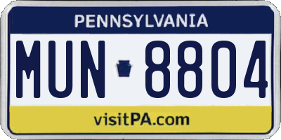 PA license plate MUN8804