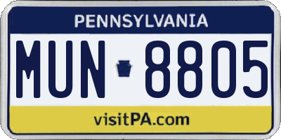 PA license plate MUN8805
