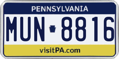 PA license plate MUN8816