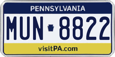PA license plate MUN8822