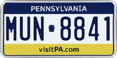 PA license plate MUN8841