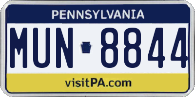 PA license plate MUN8844