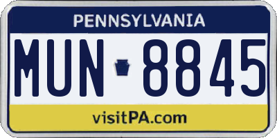 PA license plate MUN8845