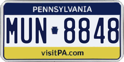 PA license plate MUN8848
