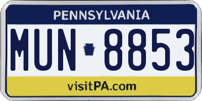 PA license plate MUN8853