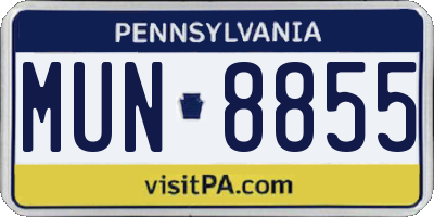 PA license plate MUN8855