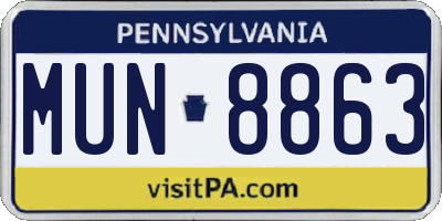 PA license plate MUN8863