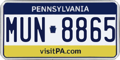 PA license plate MUN8865
