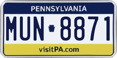 PA license plate MUN8871
