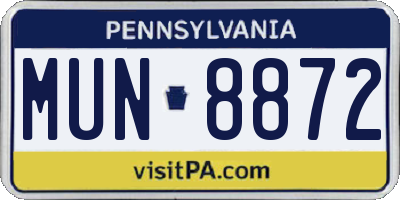 PA license plate MUN8872