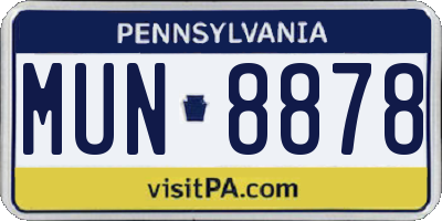 PA license plate MUN8878