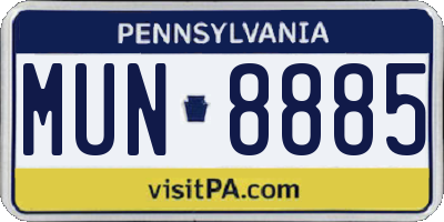 PA license plate MUN8885